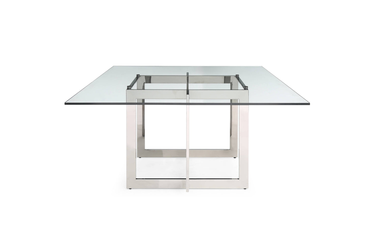 Modrest Keaton Square Modern Glass Stainless Steel Dining Table