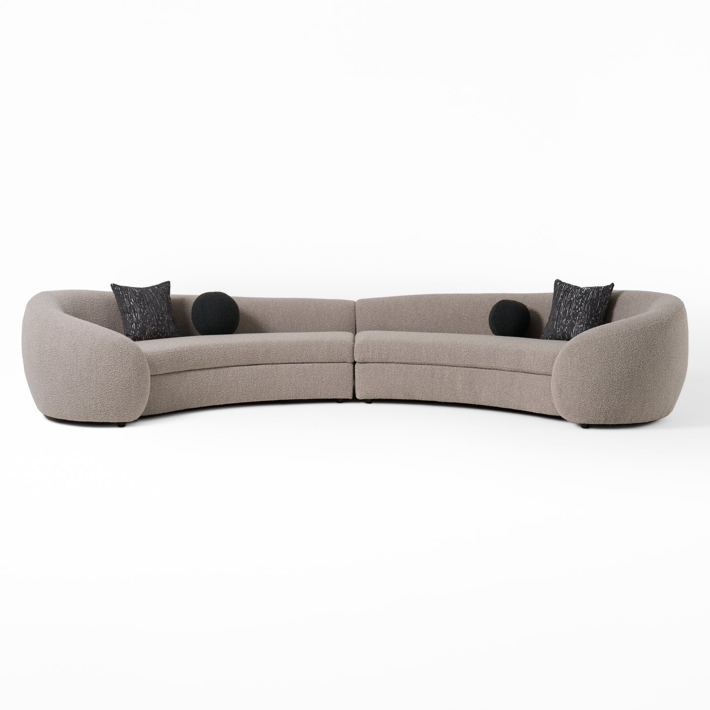 Modrest Kilmer Modern Grey Curved Fabric Sectional Sofa