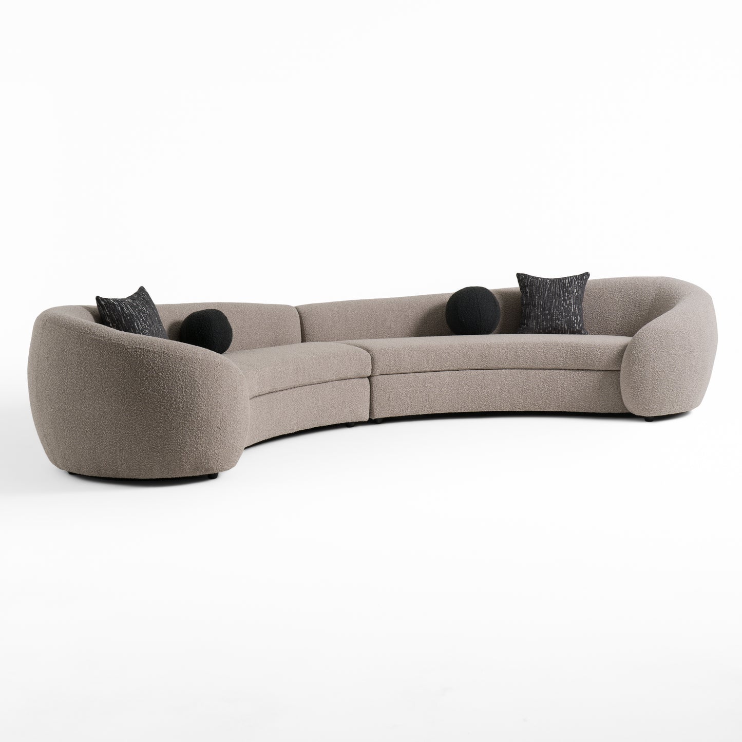 Modrest Kilmer Modern Grey Curved Fabric Sectional Sofa