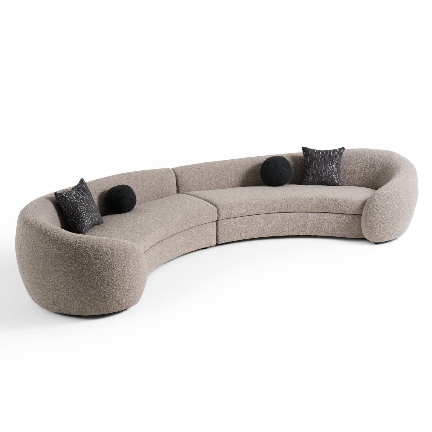 Modrest Kilmer Modern Grey Curved Fabric Sectional Sofa