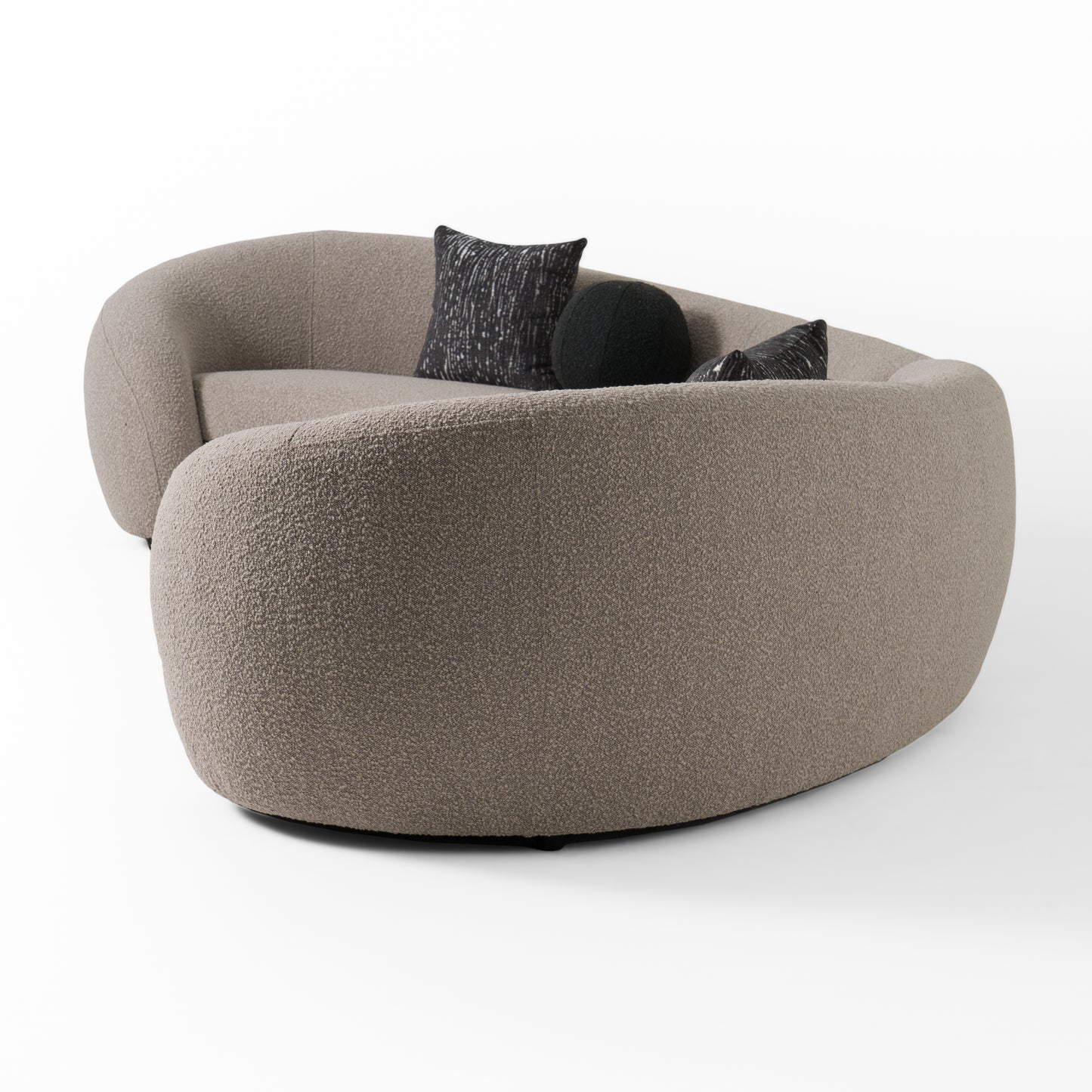 Modrest Kilmer Modern Grey Curved Fabric Sectional Sofa