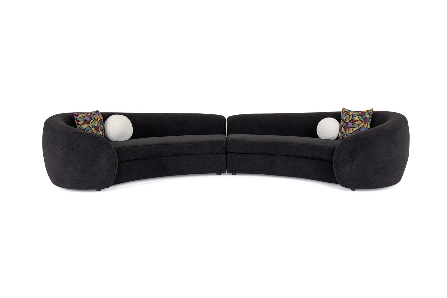 Modrest Kilmer Modern Black Curved Fabric Sectional Sofa