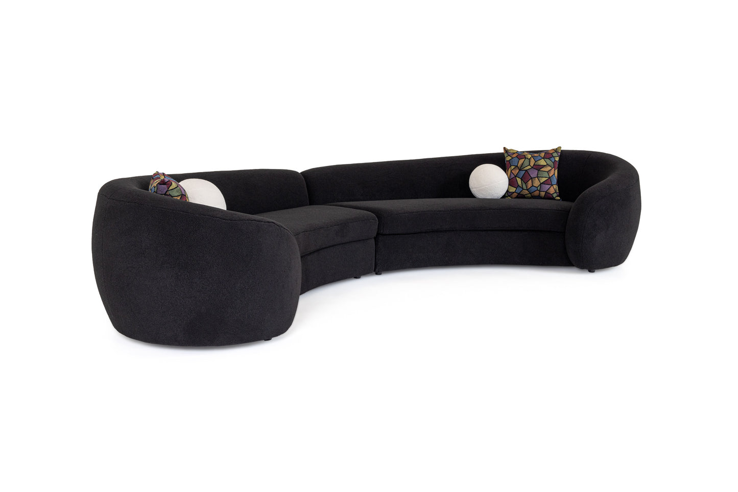 Modrest Kilmer Modern Black Curved Fabric Sectional Sofa