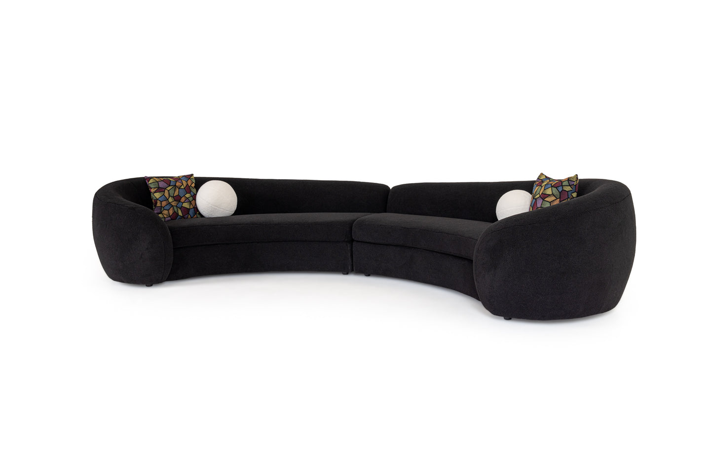 Modrest Kilmer Modern Black Curved Fabric Sectional Sofa