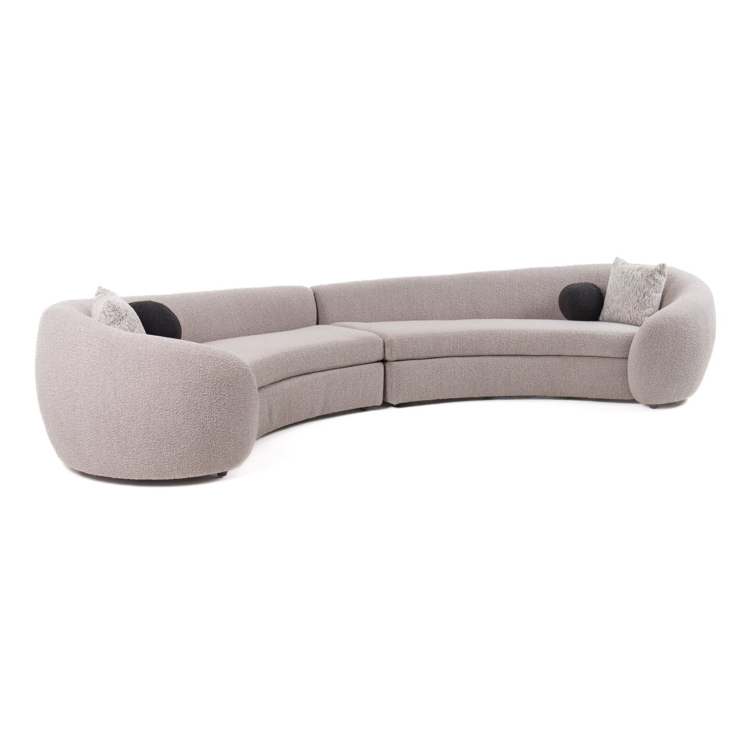 Modrest Kilmer Modern Grey Curved Fabric Sectional Sofa