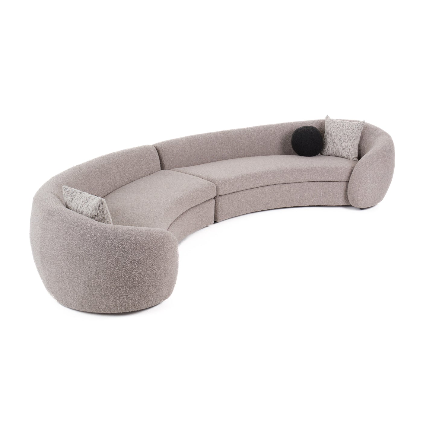 Modrest Kilmer Modern Grey Curved Fabric Sectional Sofa