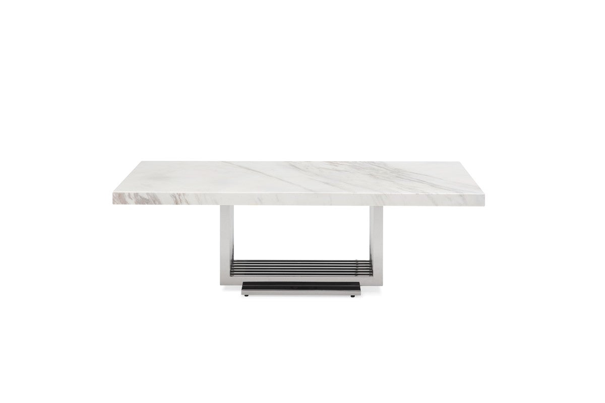 Modrest Kingsley Modern Marble and Stainless Steel Coffee Table