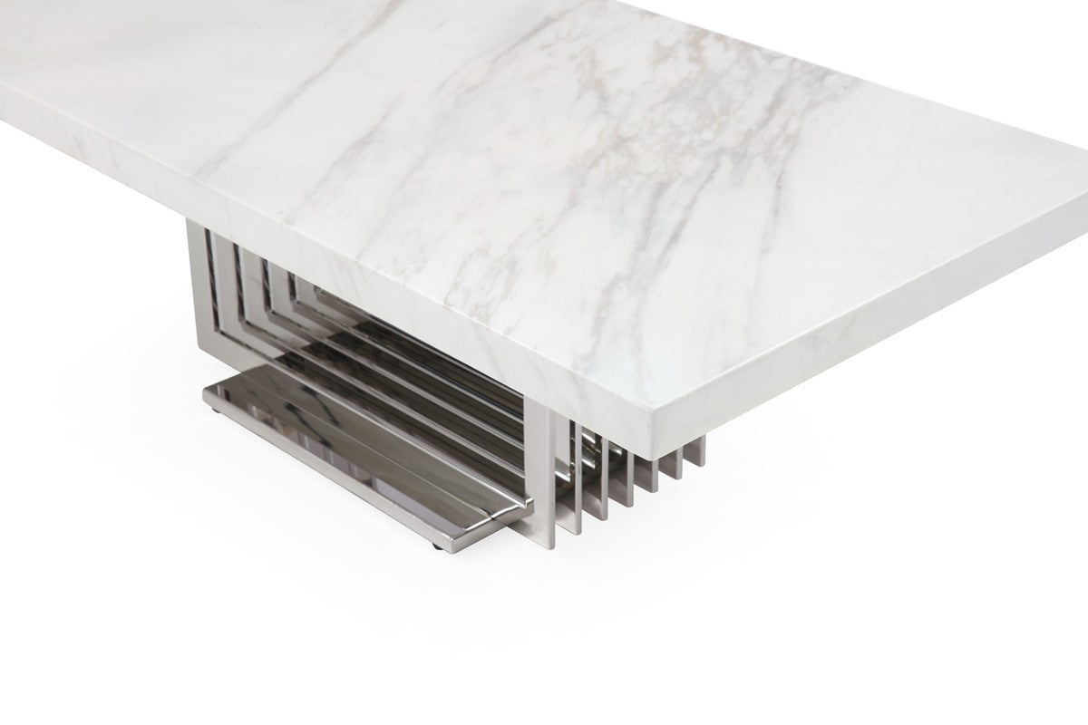 Modrest Kingsley Modern Marble and Stainless Steel Coffee Table