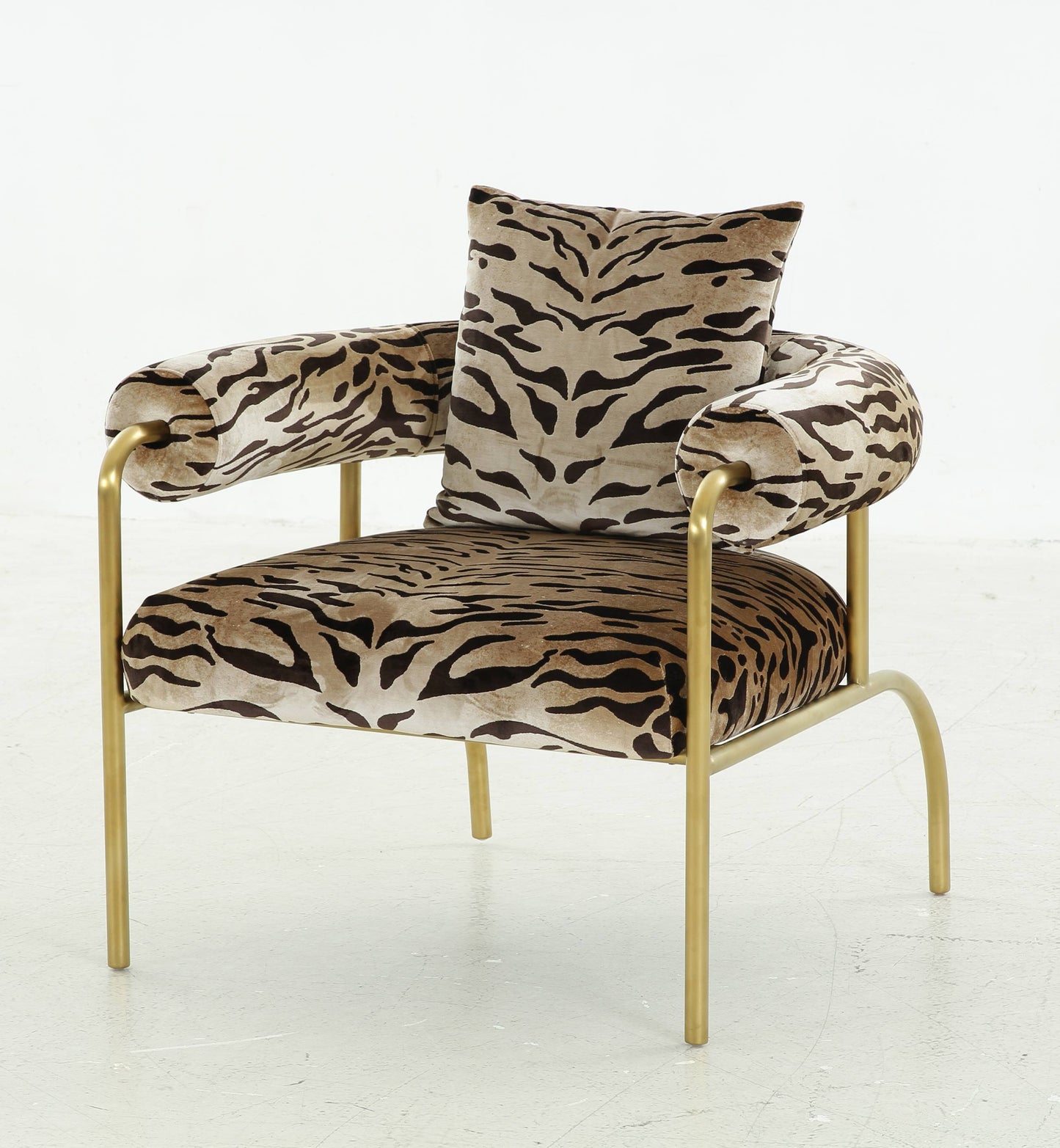 Modrest Kola Gold Zebra Print Accent Chair