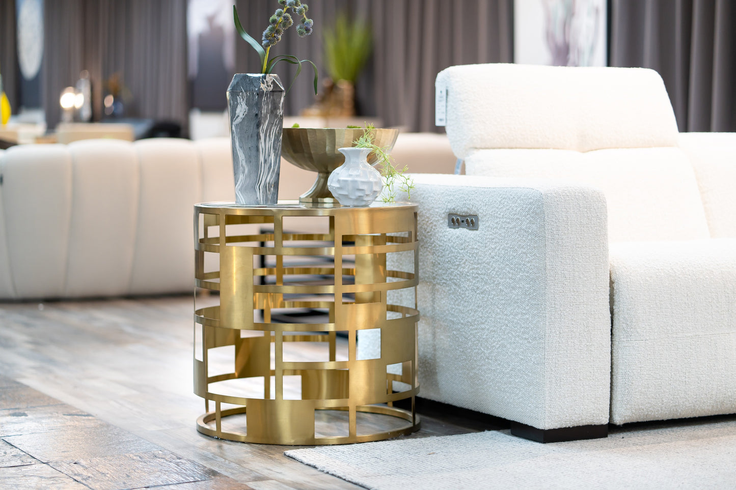 Modrest Kudo Glam Clear Glass and Gold Glass End Table