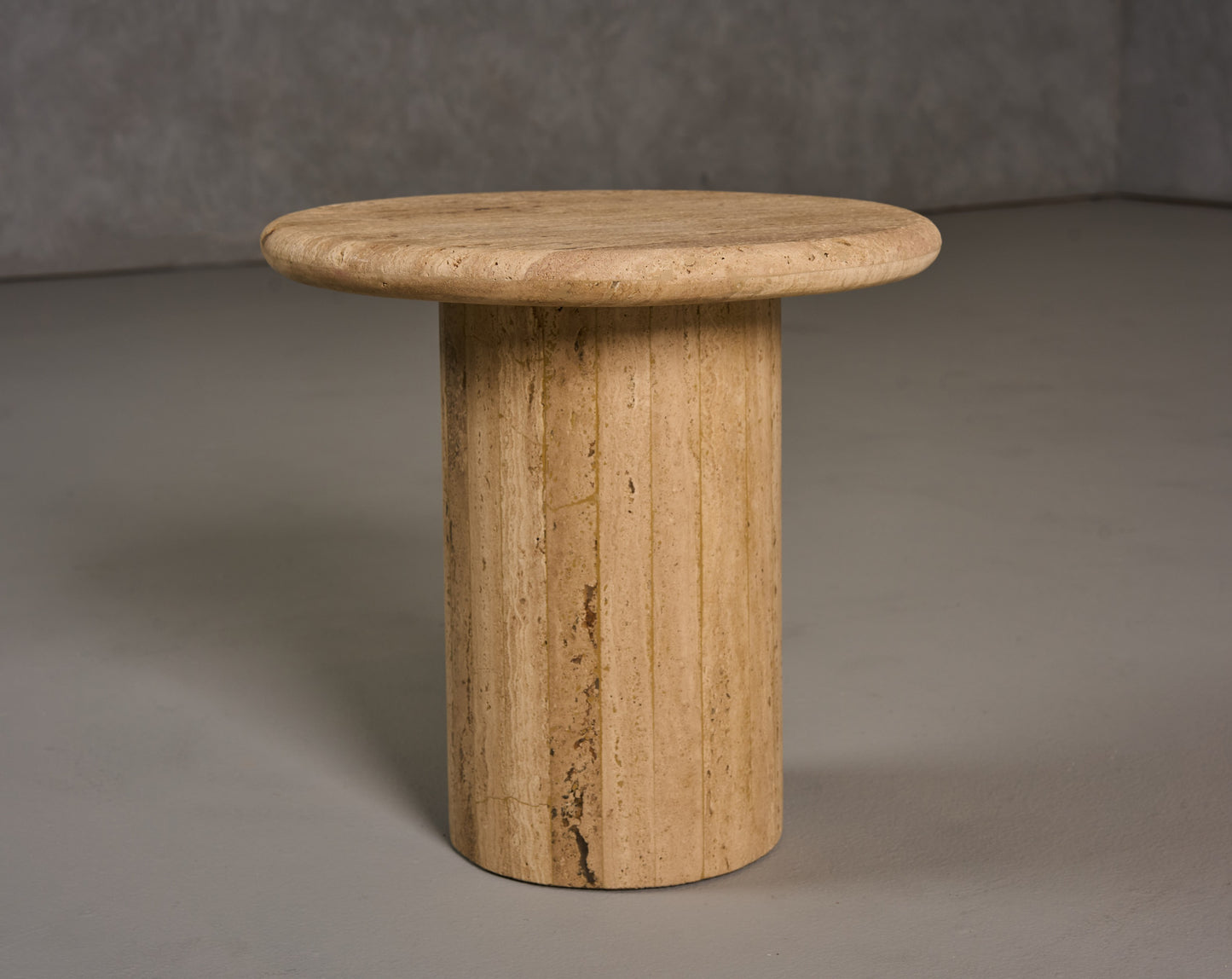 Modrest Lavaca Modern Travertine Marble Round End Table