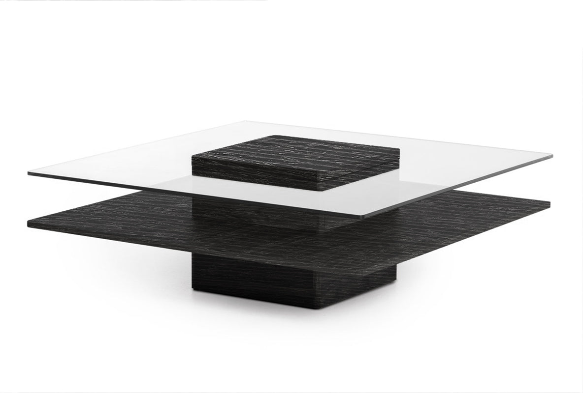 Modrest Clarion Modern Grey Elm and Glass Coffee Table