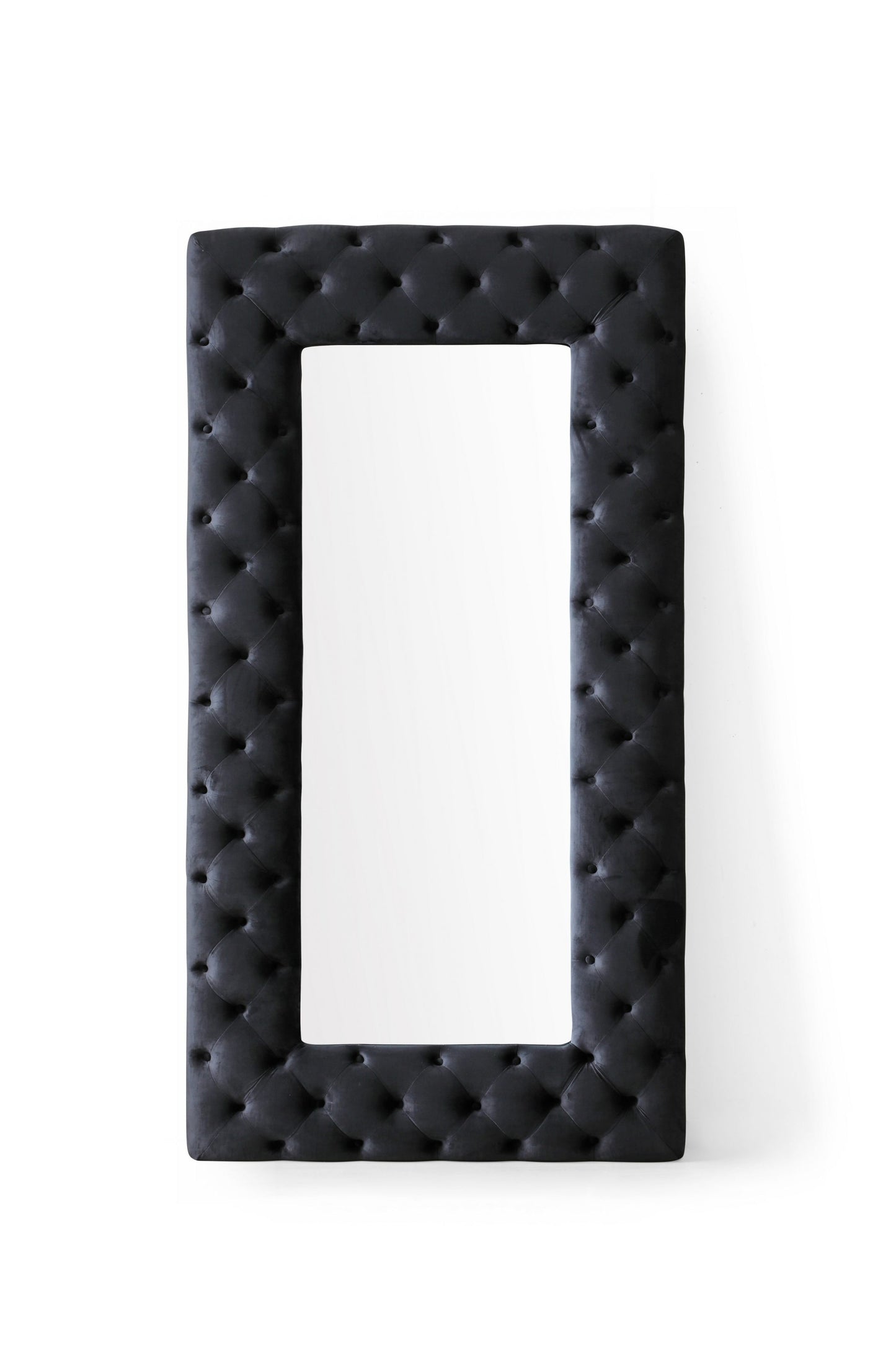 Modrest Legend Transitional Black Velvet Floor Mirror