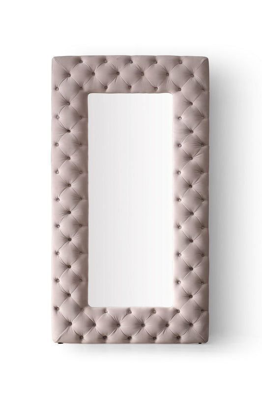 Modrest Legend Transitional Grey Velvet Floor Mirror