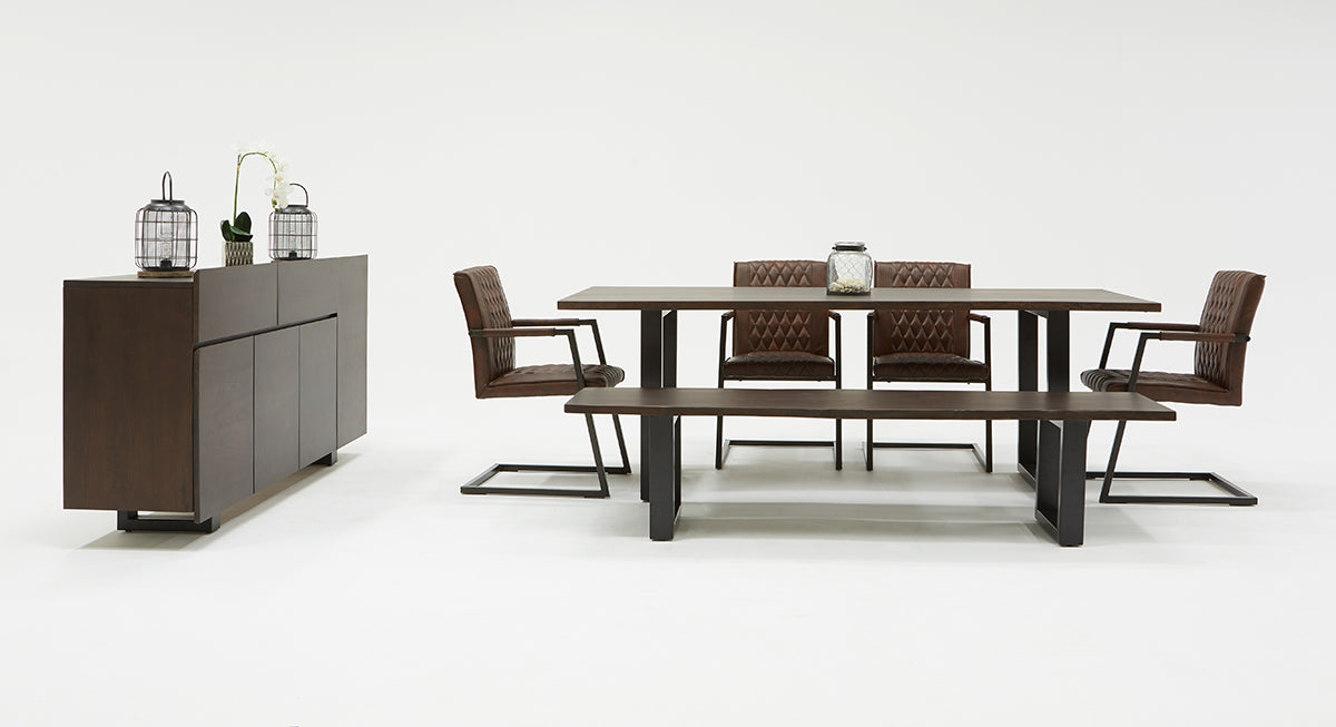 Modrest Leon Modern Umber Wood Live Edge Dining Bench