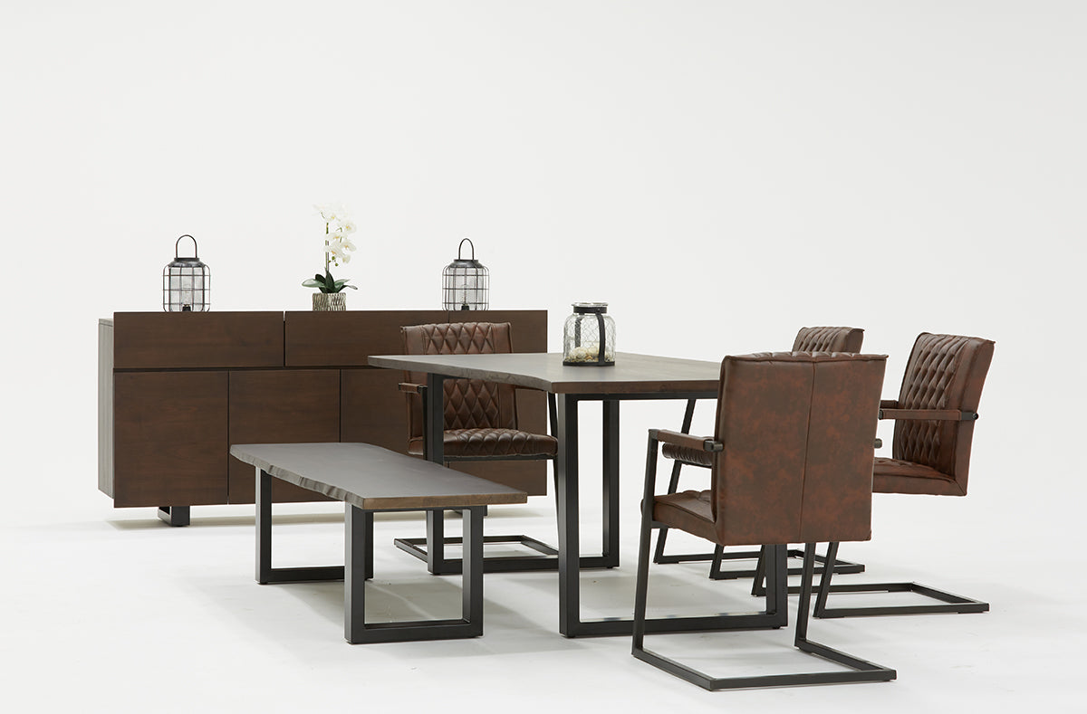 Modrest Leon Modern Umber Wood Live Edge Dining Bench