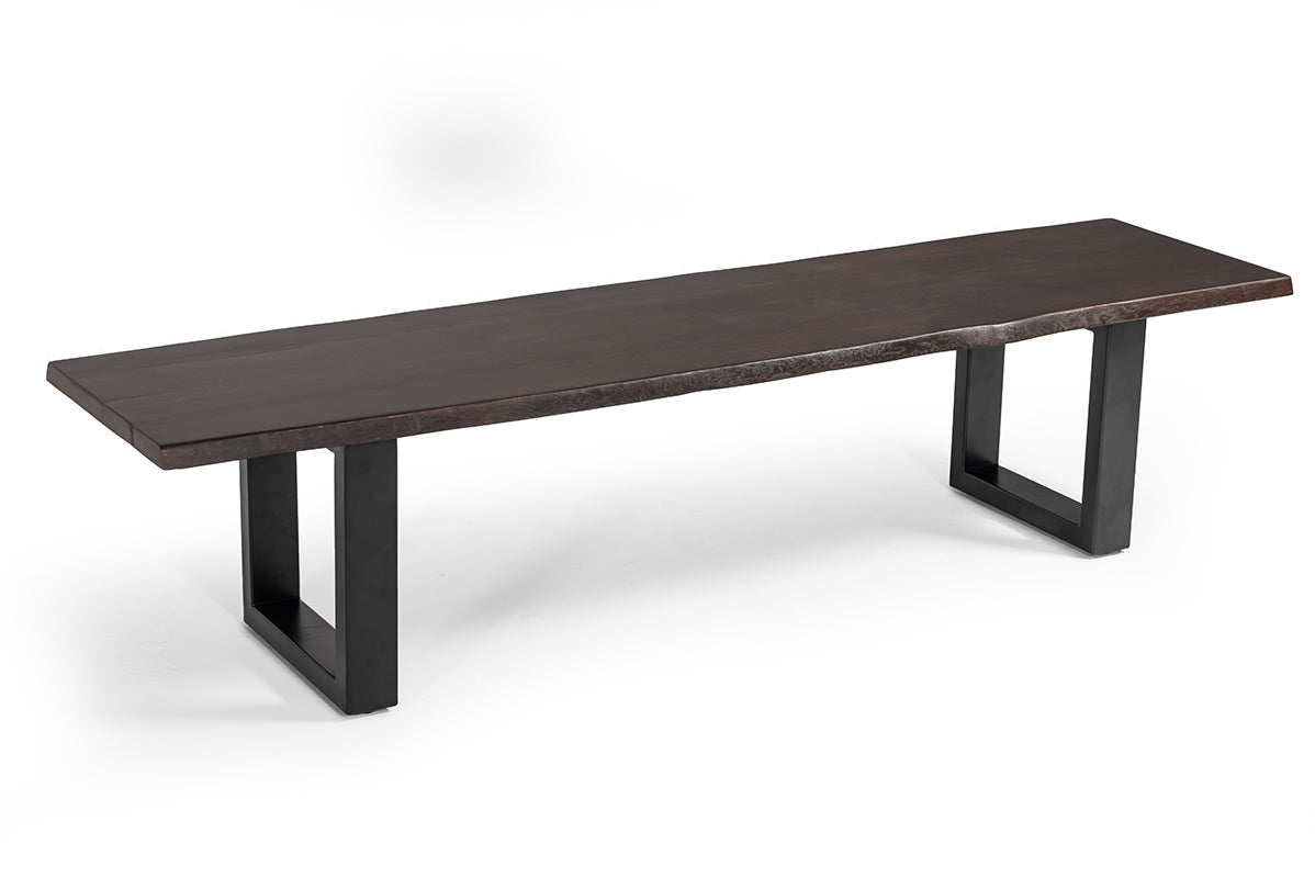 Modrest Leon Modern Umber Wood Live Edge Dining Bench
