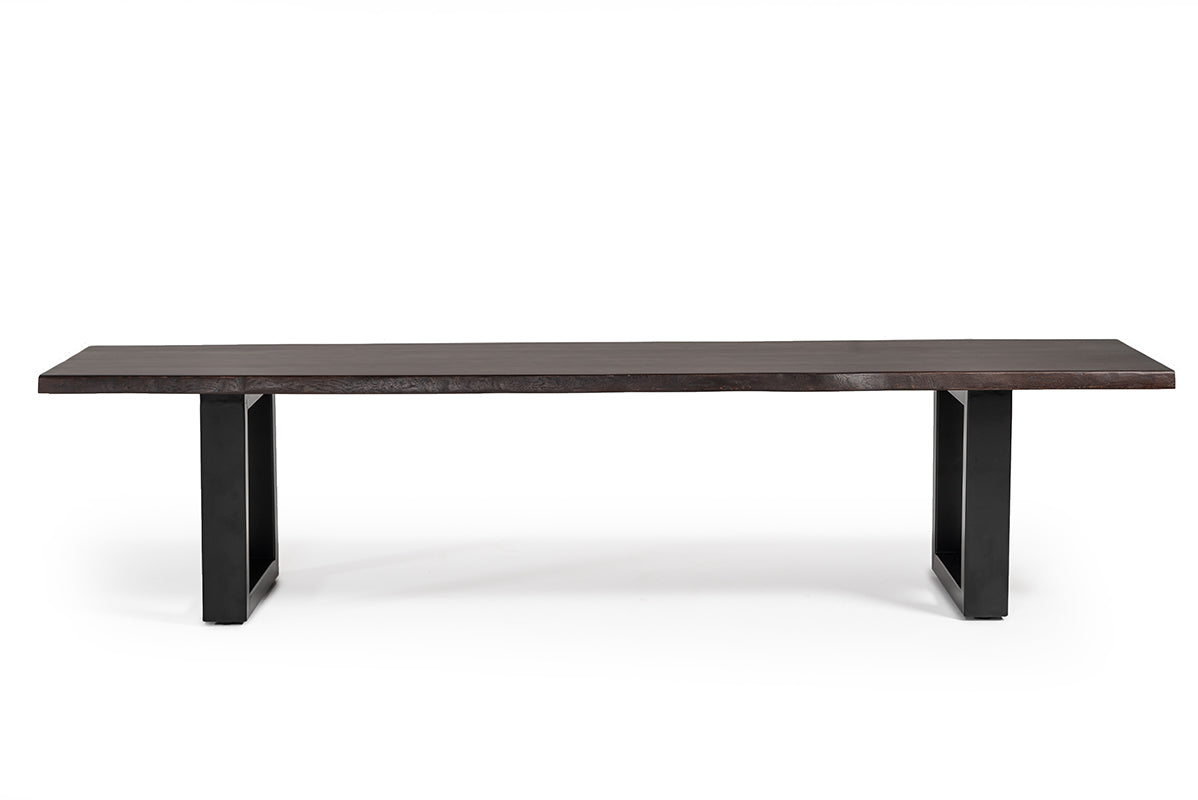 Modrest Leon Modern Umber Wood Live Edge Dining Bench