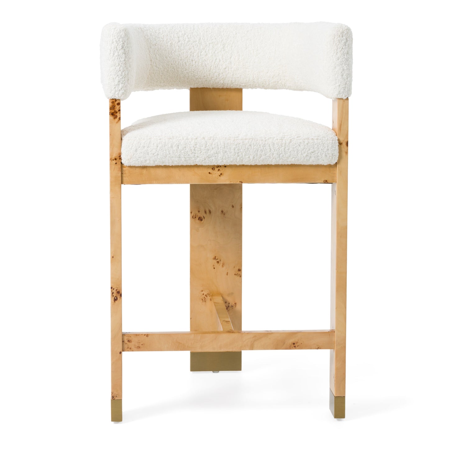 Modrest Letha Modern Cream Fabric Burl Counter Chair