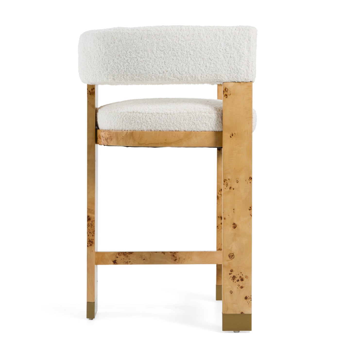 Modrest Letha Modern Cream Fabric Burl Counter Chair