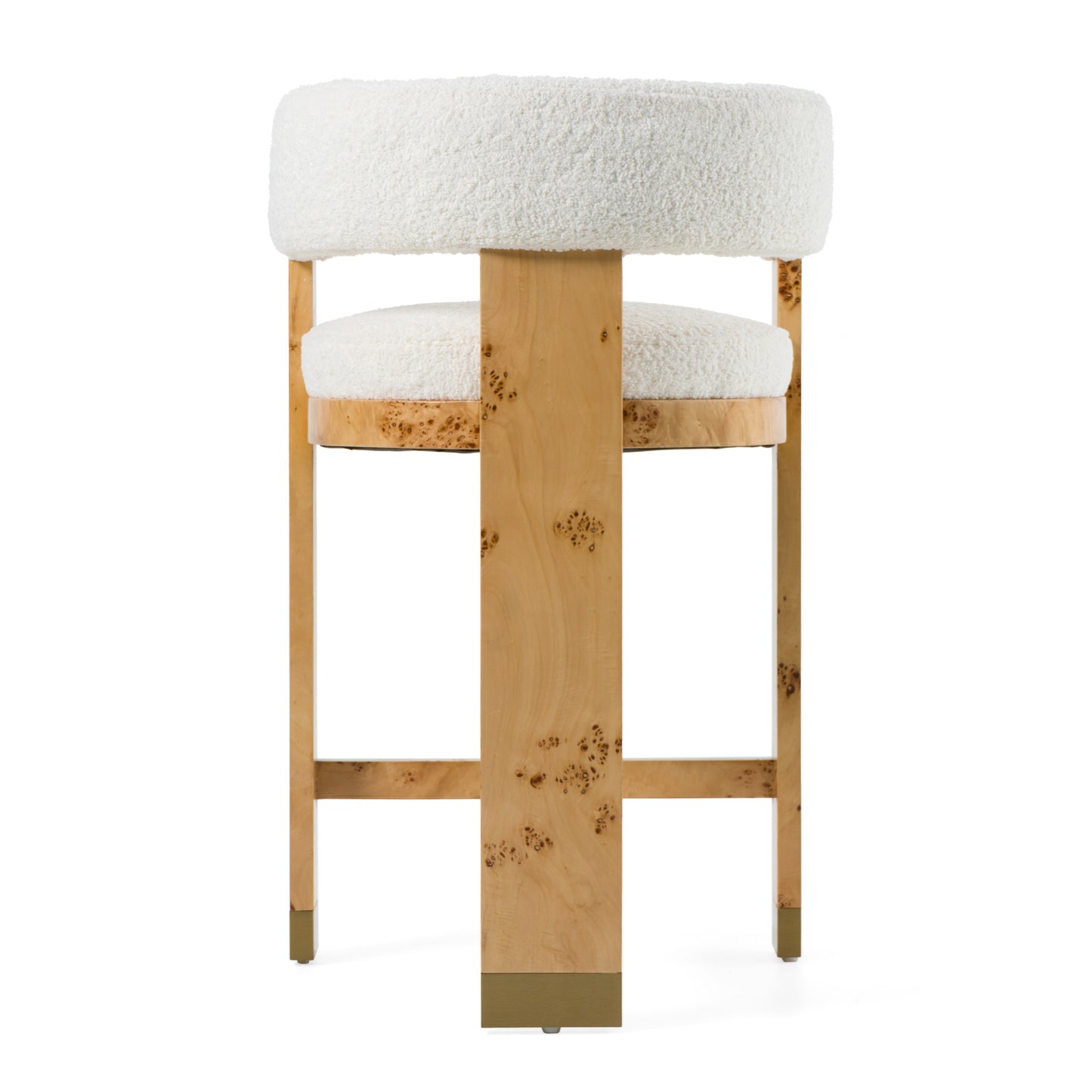 Modrest Letha Modern Cream Fabric Burl Counter Chair