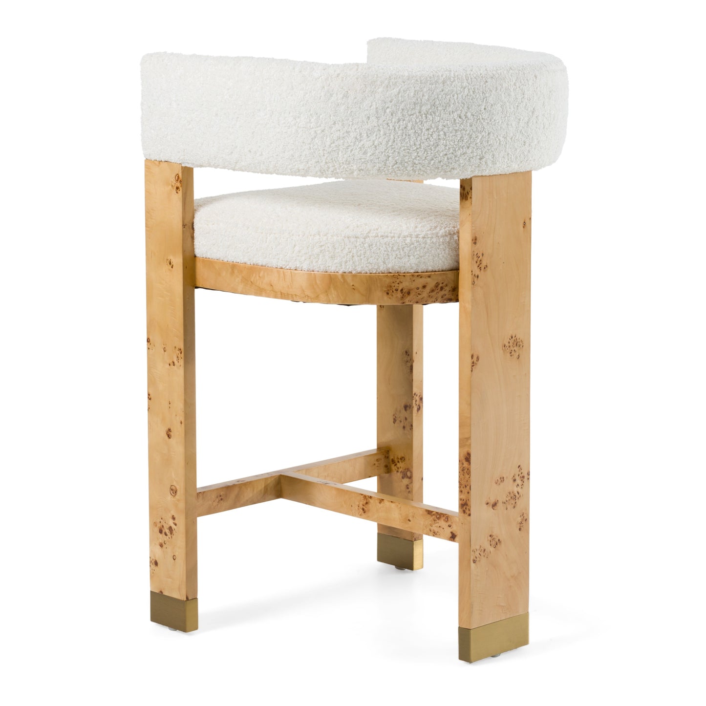 Modrest Letha Modern Cream Fabric Burl Counter Chair