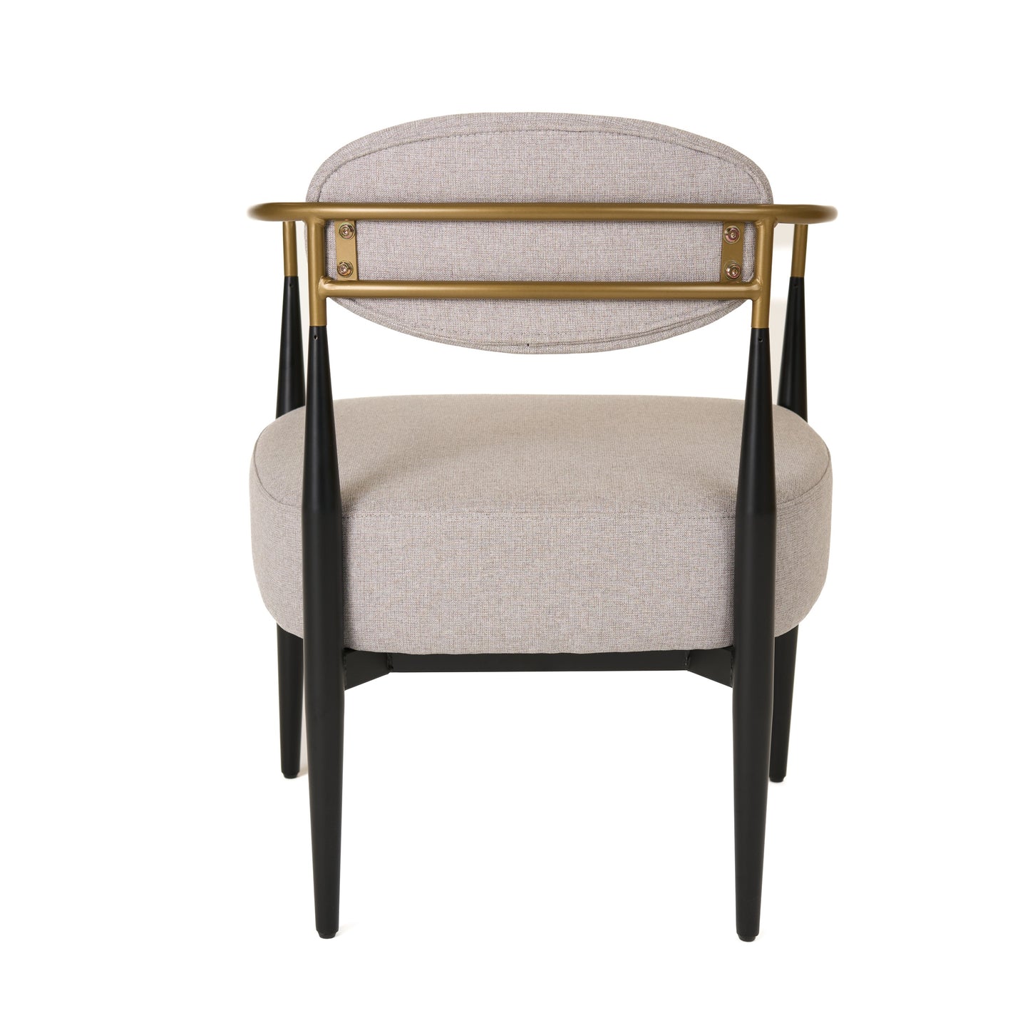 Modrest Liberty Modern Beige Fabric Black and Gold Accent Chair