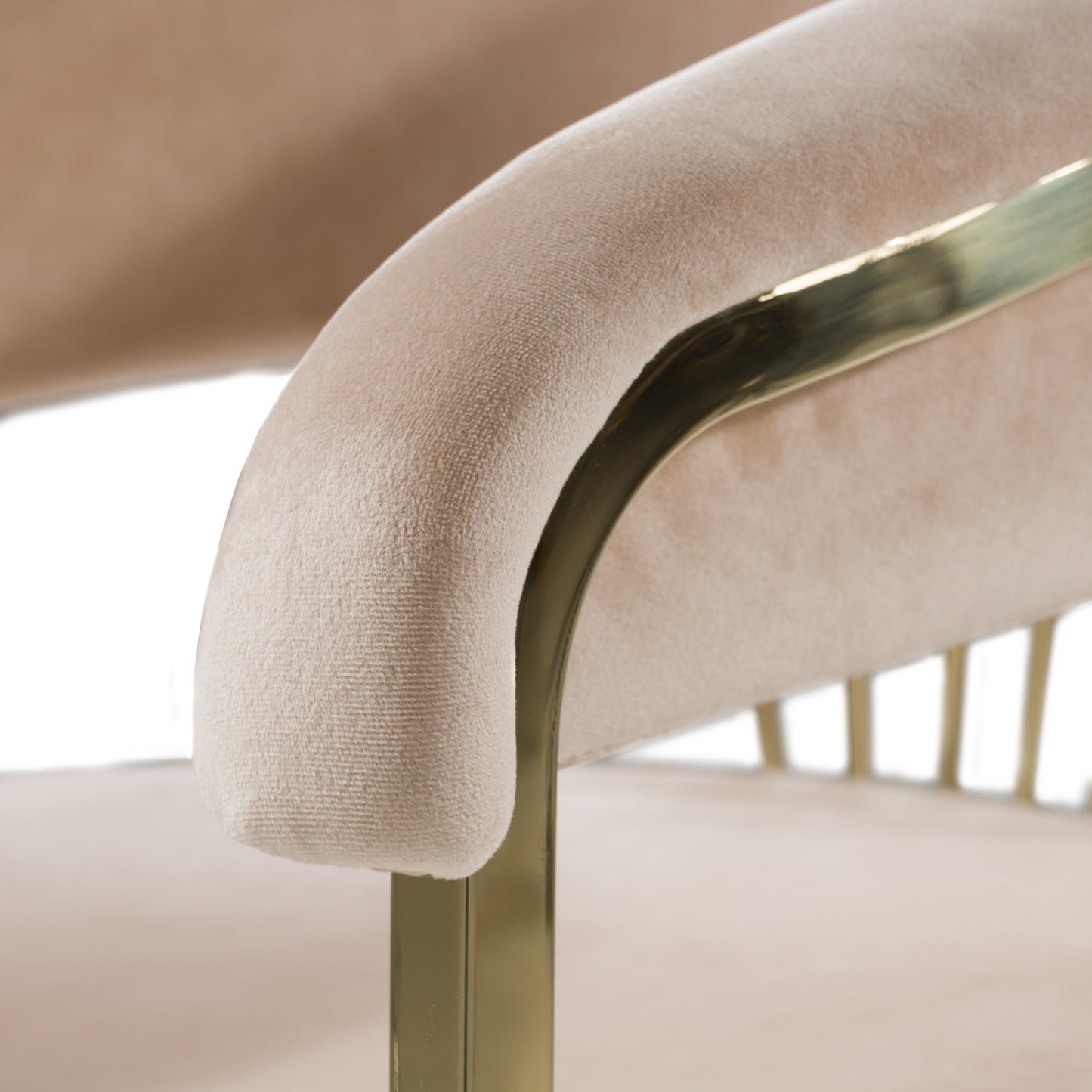 Modrest Linda Modern Beige Velvet and Gold Dining Chair