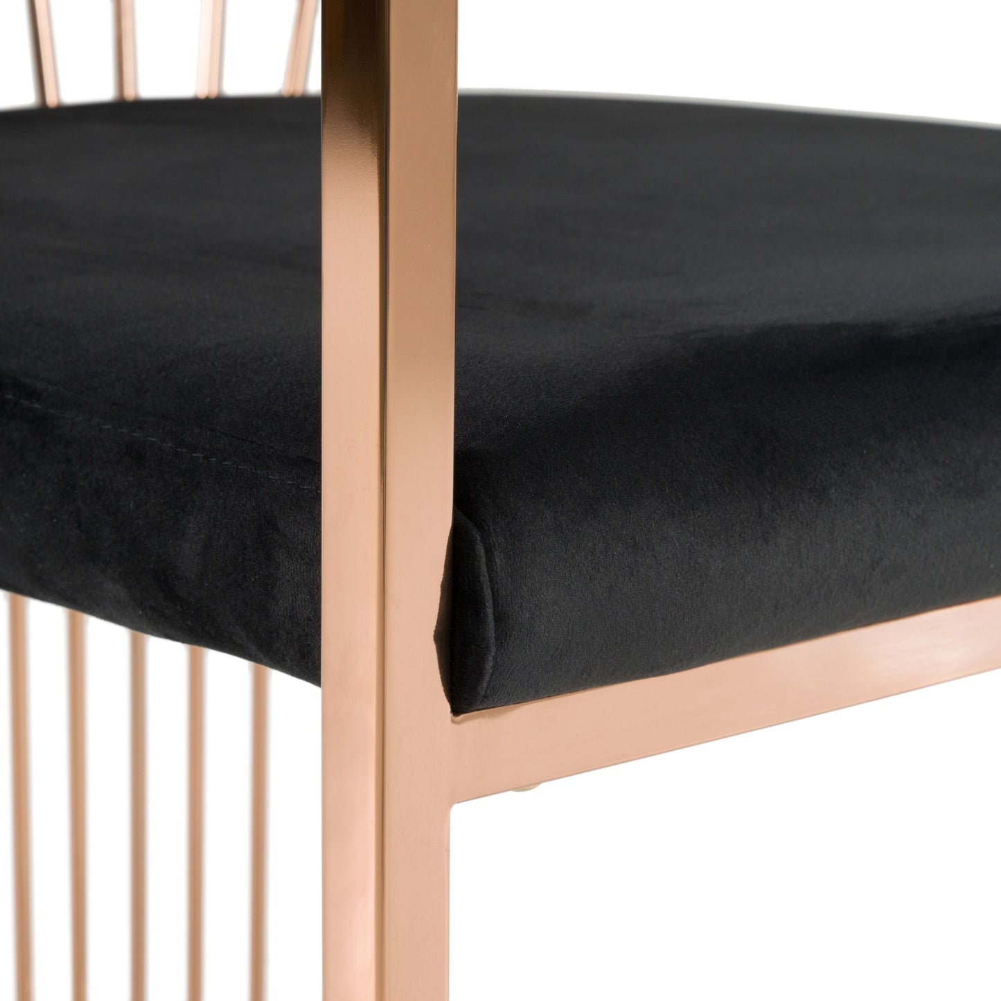 Modrest Linda Modern Black Velvet and Rosegold Dining Chair