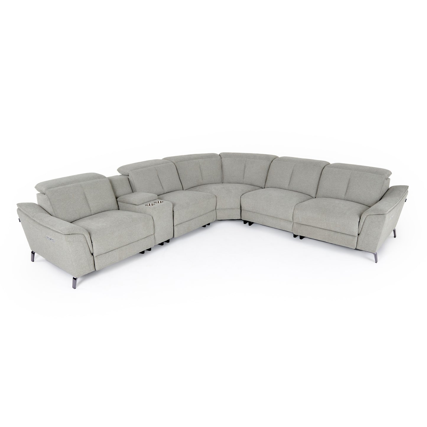 Divani Casa Lloyd Modern Grey Fabric Sectional with Recliners Console
