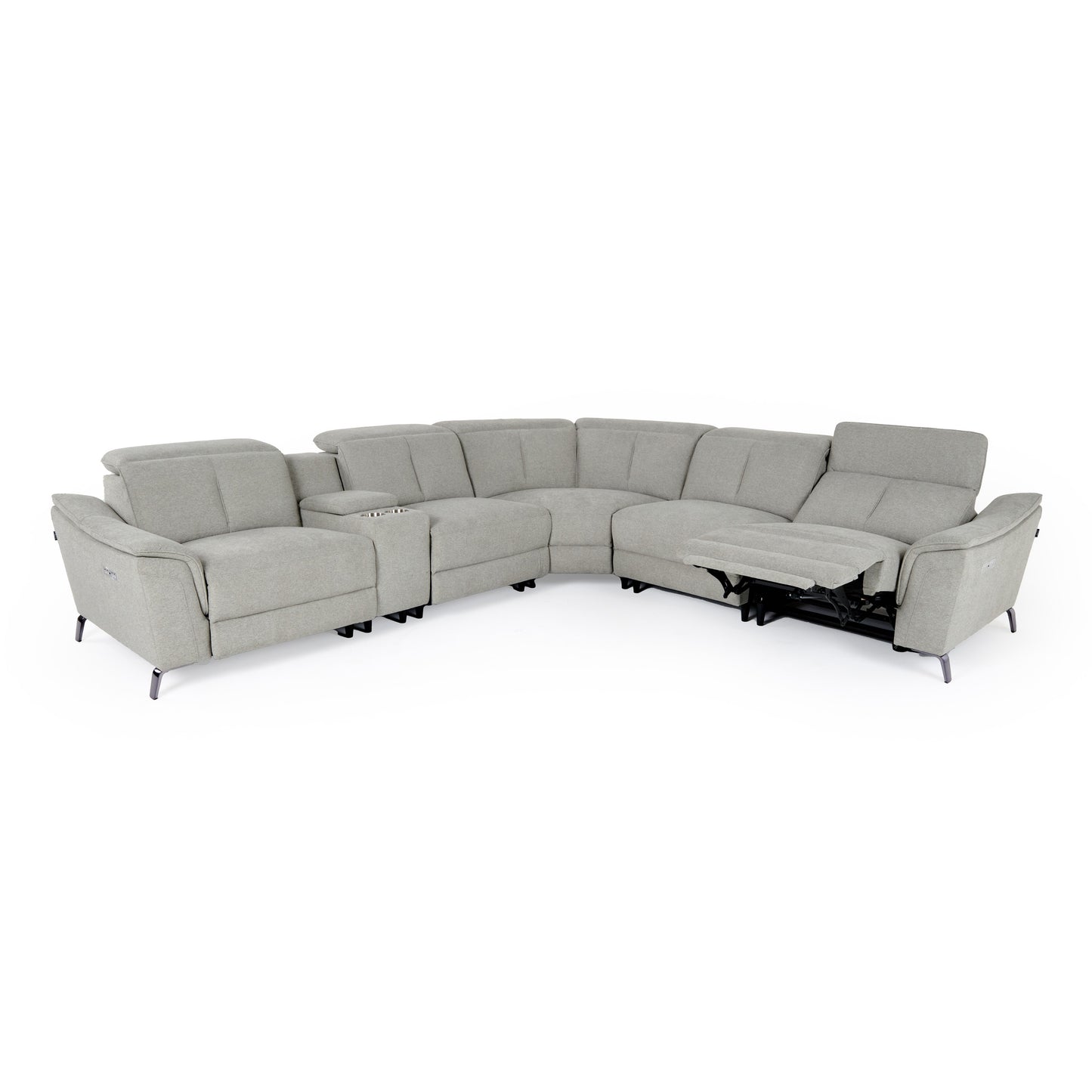 Divani Casa Lloyd Modern Grey Fabric Sectional with Recliners Console