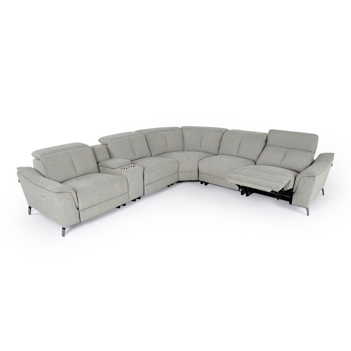 Divani Casa Lloyd Modern Grey Fabric Sectional with Recliners Console