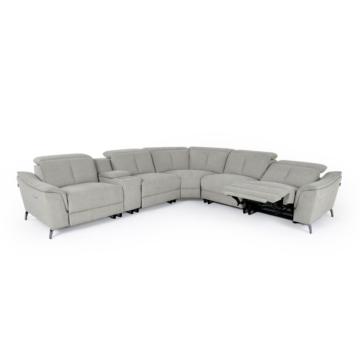 Divani Casa Lloyd Modern Grey Fabric Sectional with Recliners Console
