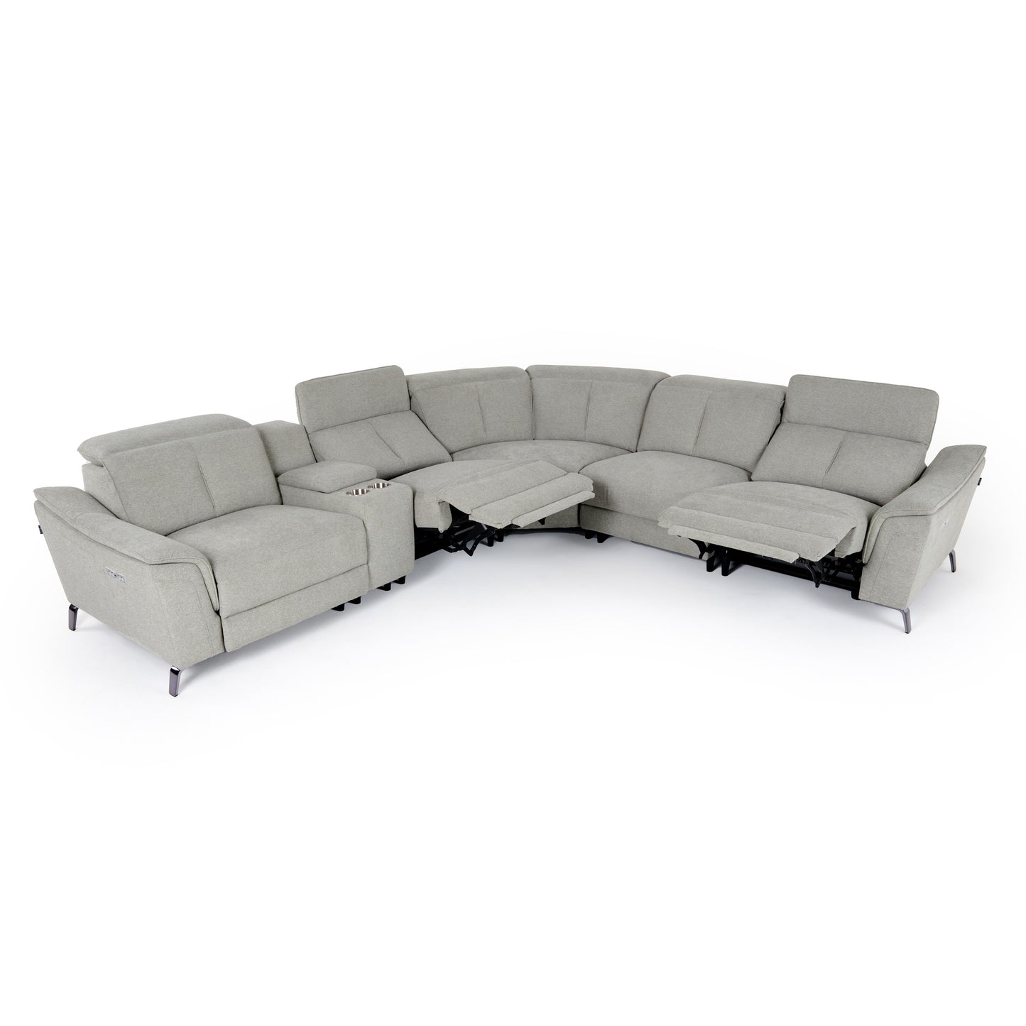 Divani Casa Lloyd Modern Grey Fabric Sectional with Recliners Console