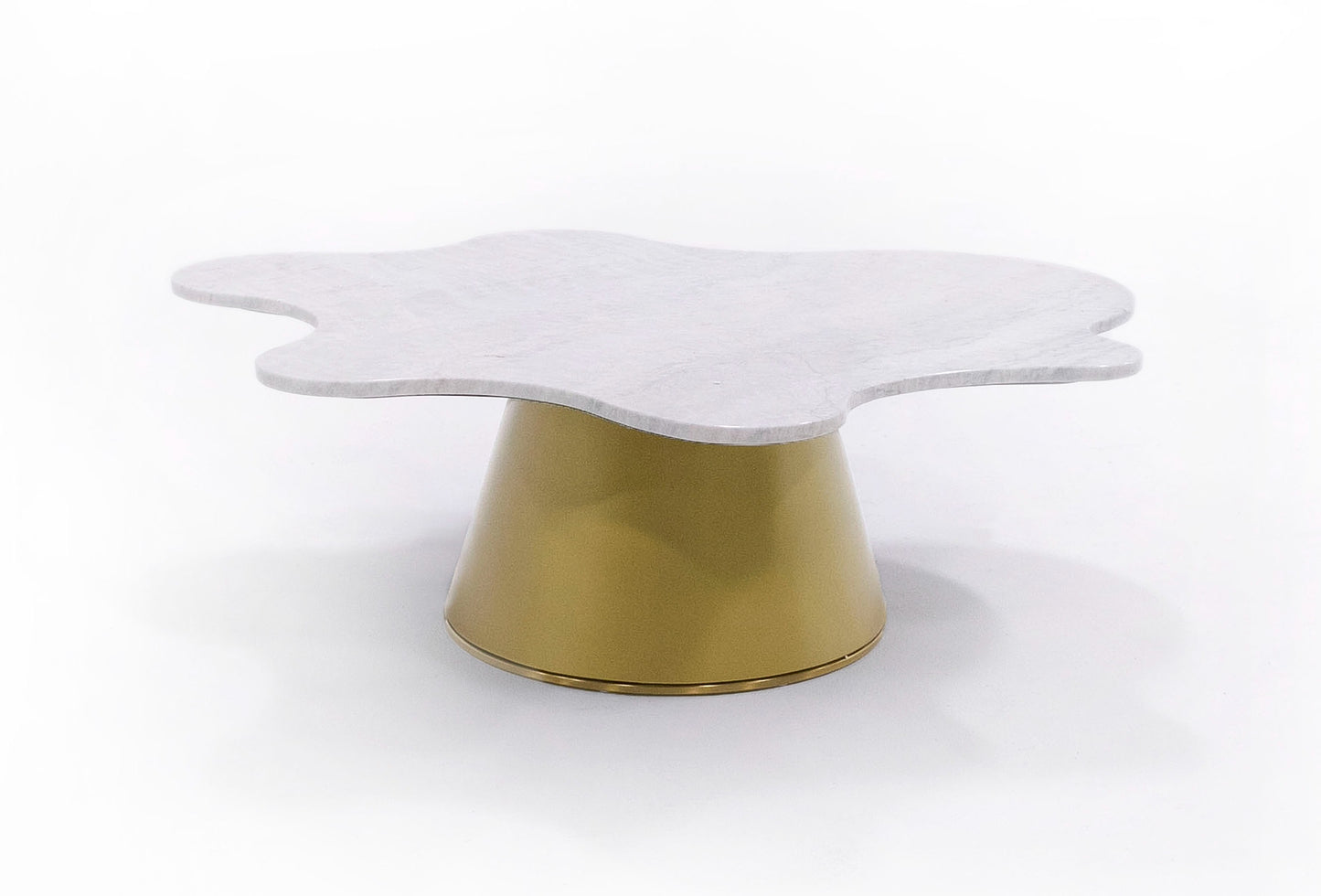 Modrest Gabbro High Glam White Marble and Gold Coffee Table