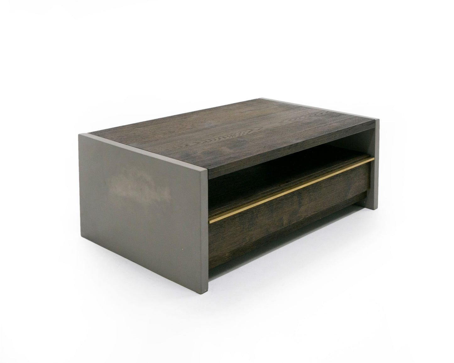 Modrest June Modern Dark Grey Concrete and Walnut Coffee Table