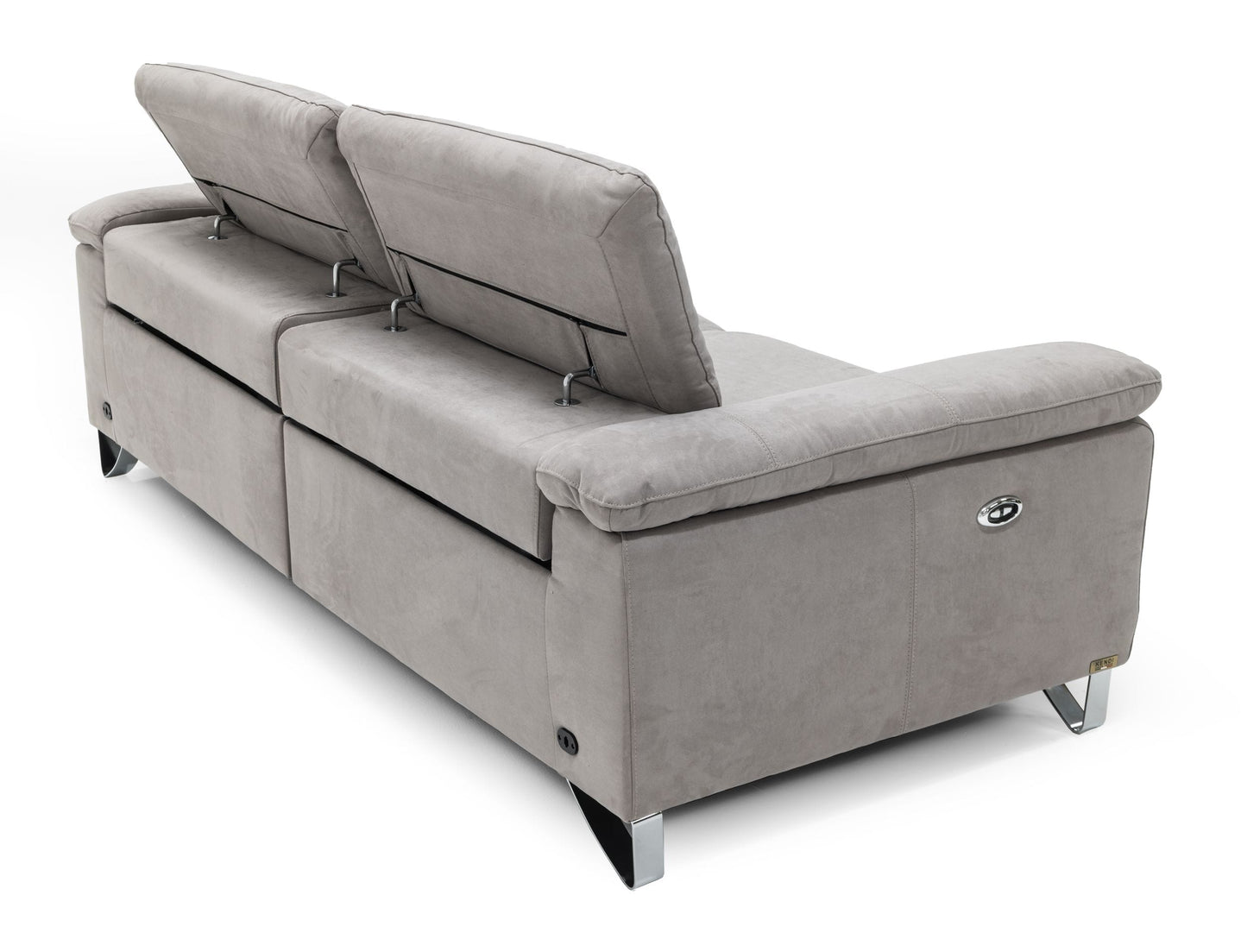 Divani Casa Maine Modern Light Grey Fabric Sofa w/ Electric Recliners