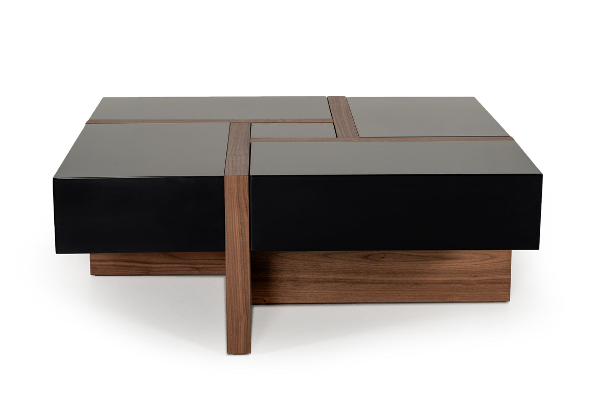 Modrest Makai Modern Black and Walnut Coffee Table