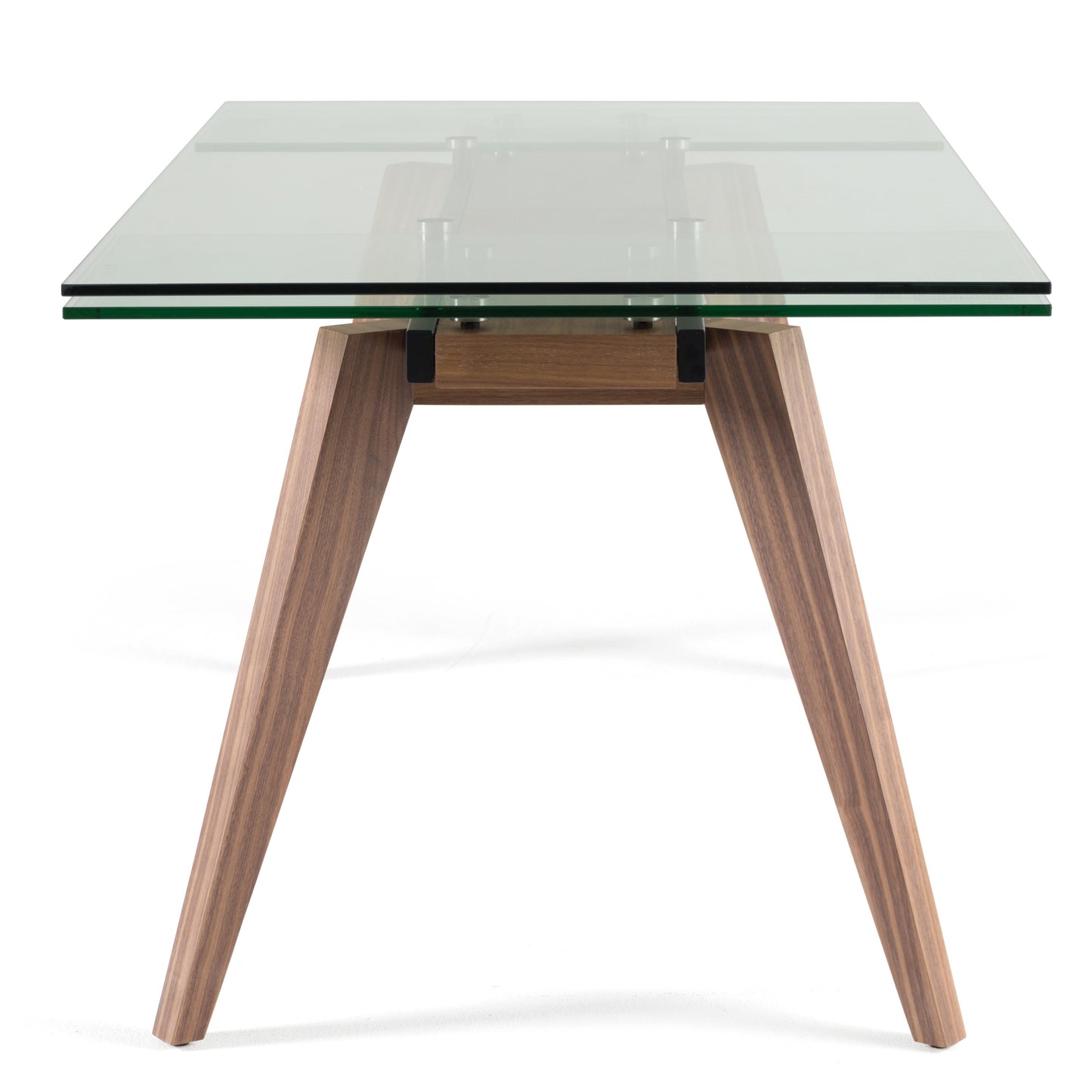 Modrest Marcus Modern Glass Walnut Extendable Dining Table