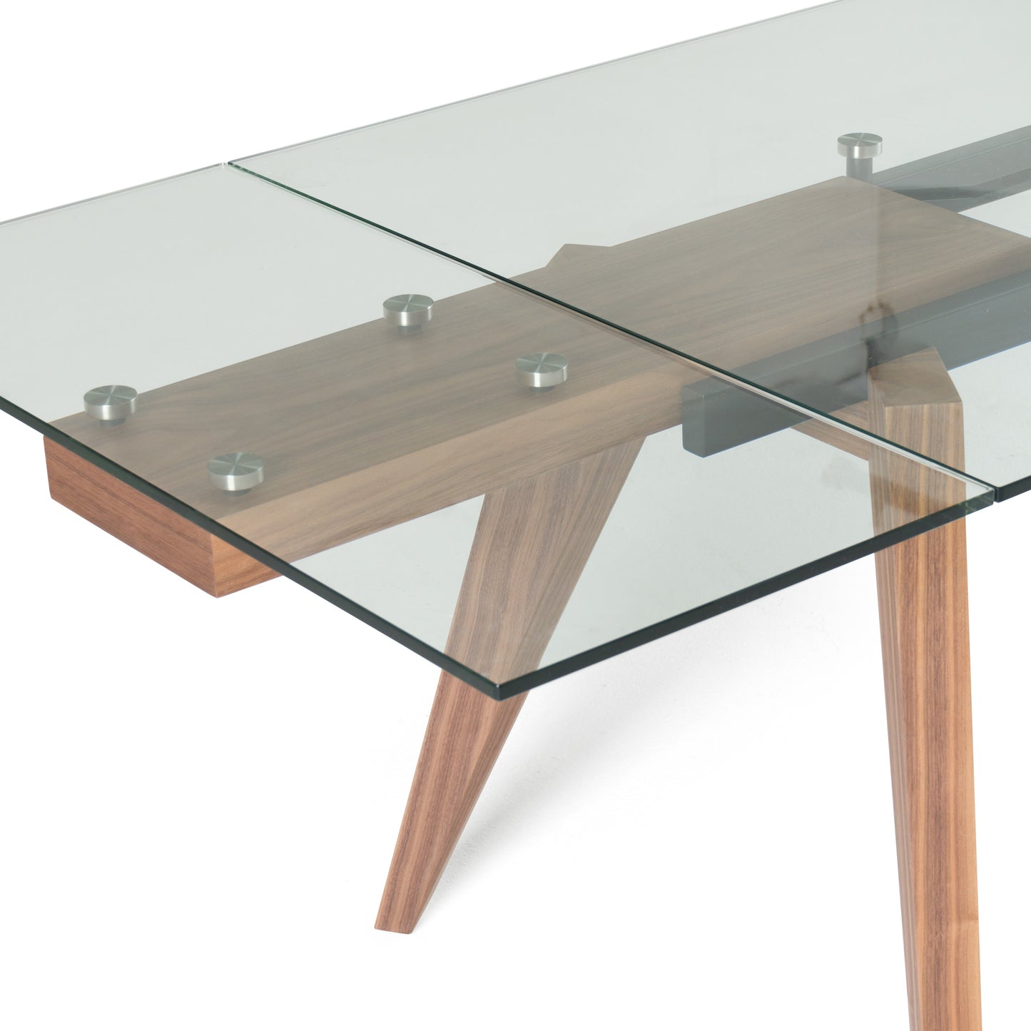 Modrest Marcus Modern Glass Walnut Extendable Dining Table