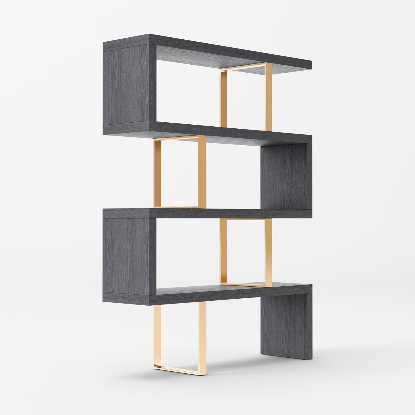 Modrest Maze Elm Grey and Gold Bookcase