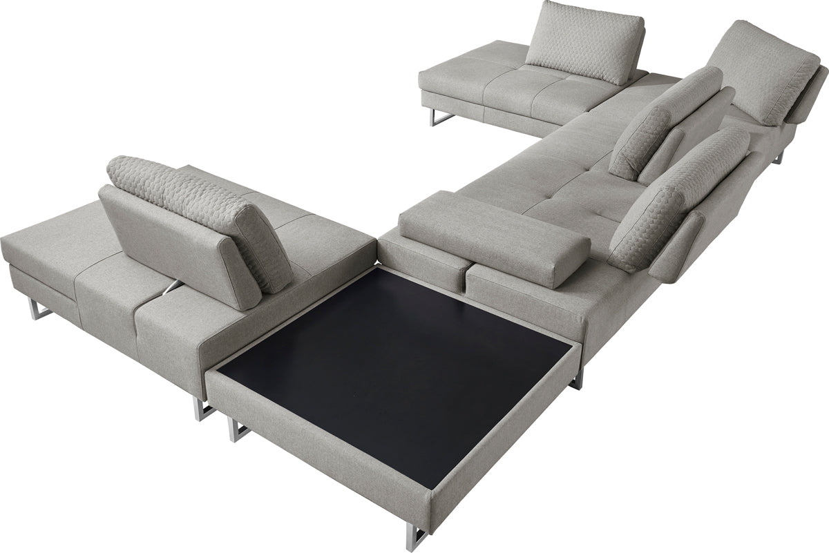 Divani Casa Baxter Modern Grey Fabric Sectional Sofa Coffee Table