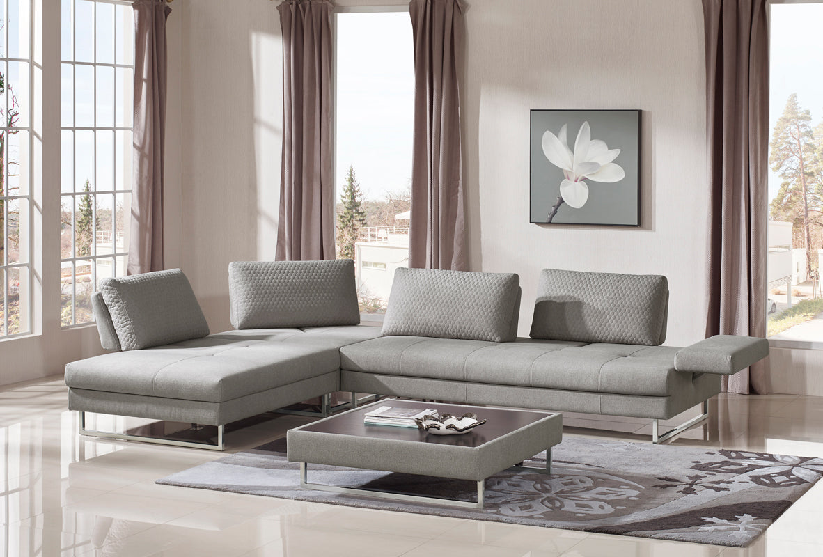 Divani Casa Baxter Modern Grey Fabric Sectional Sofa Coffee Table