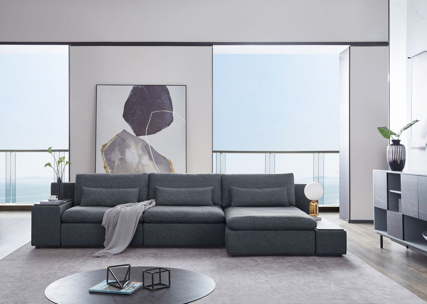 Divani Casa Paseo Modern Grey Modular Sectional Sofa