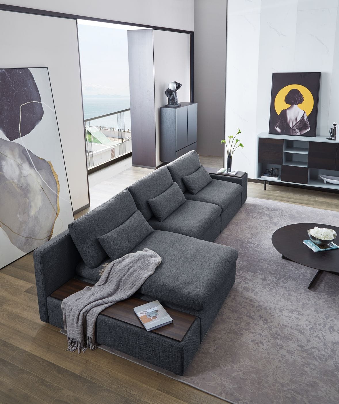 Divani Casa Paseo Modern Grey Modular Sectional Sofa