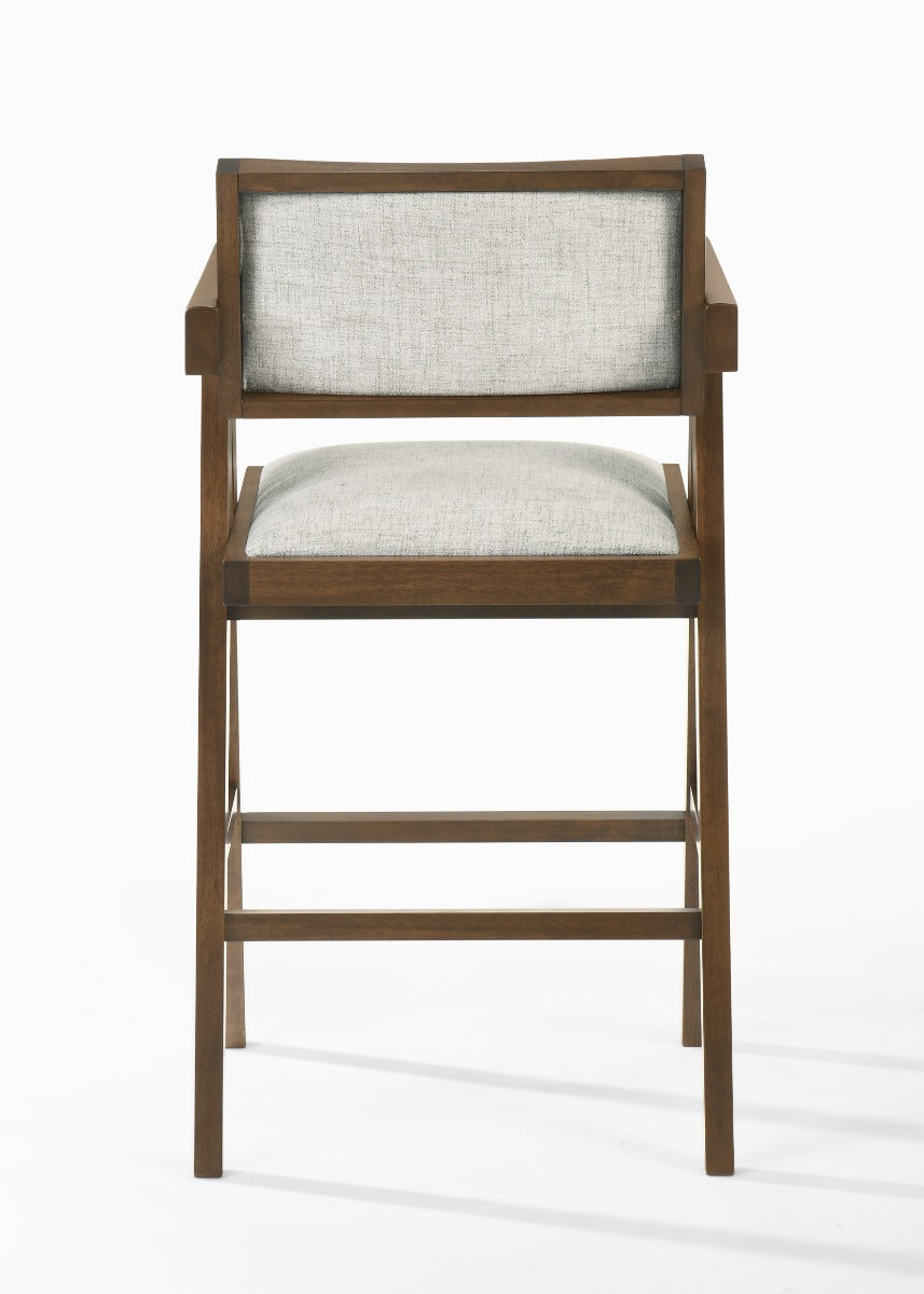 Modrest Fern Modern Walnut and Beige Counter Stool Set of 2