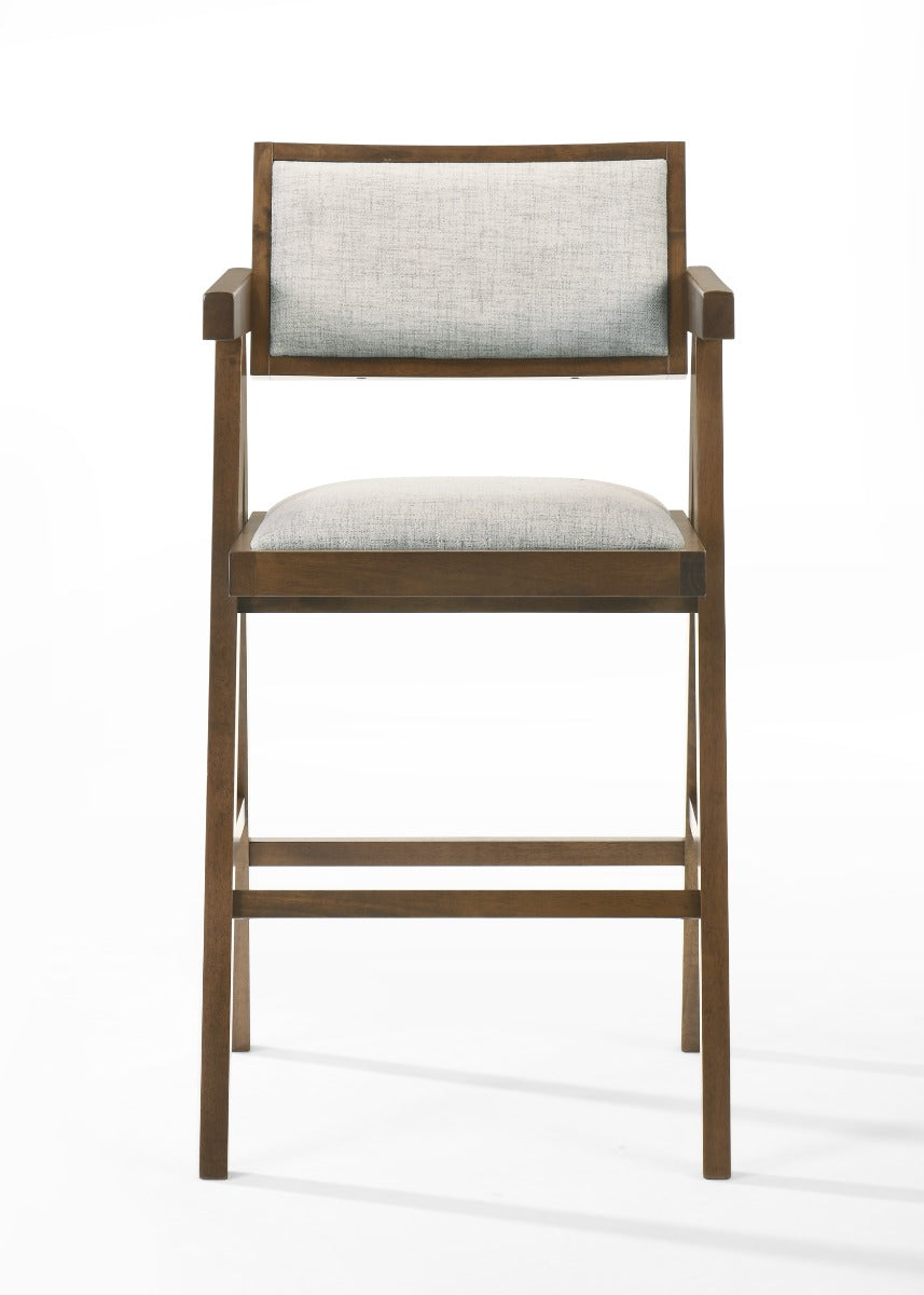 Modrest Fern Modern Walnut and Beige Counter Stool Set of 2