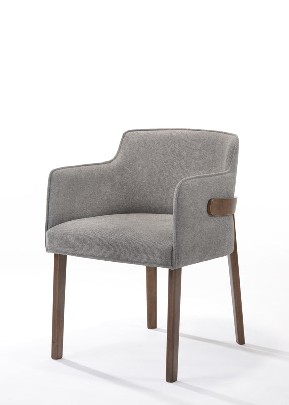 Modrest Jordan Modern Walnut and Grey Dining Set