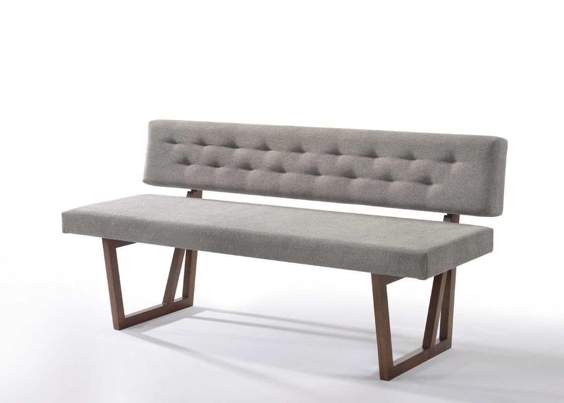 Modrest Jordan Modern Grey and Walnut Dining Bench