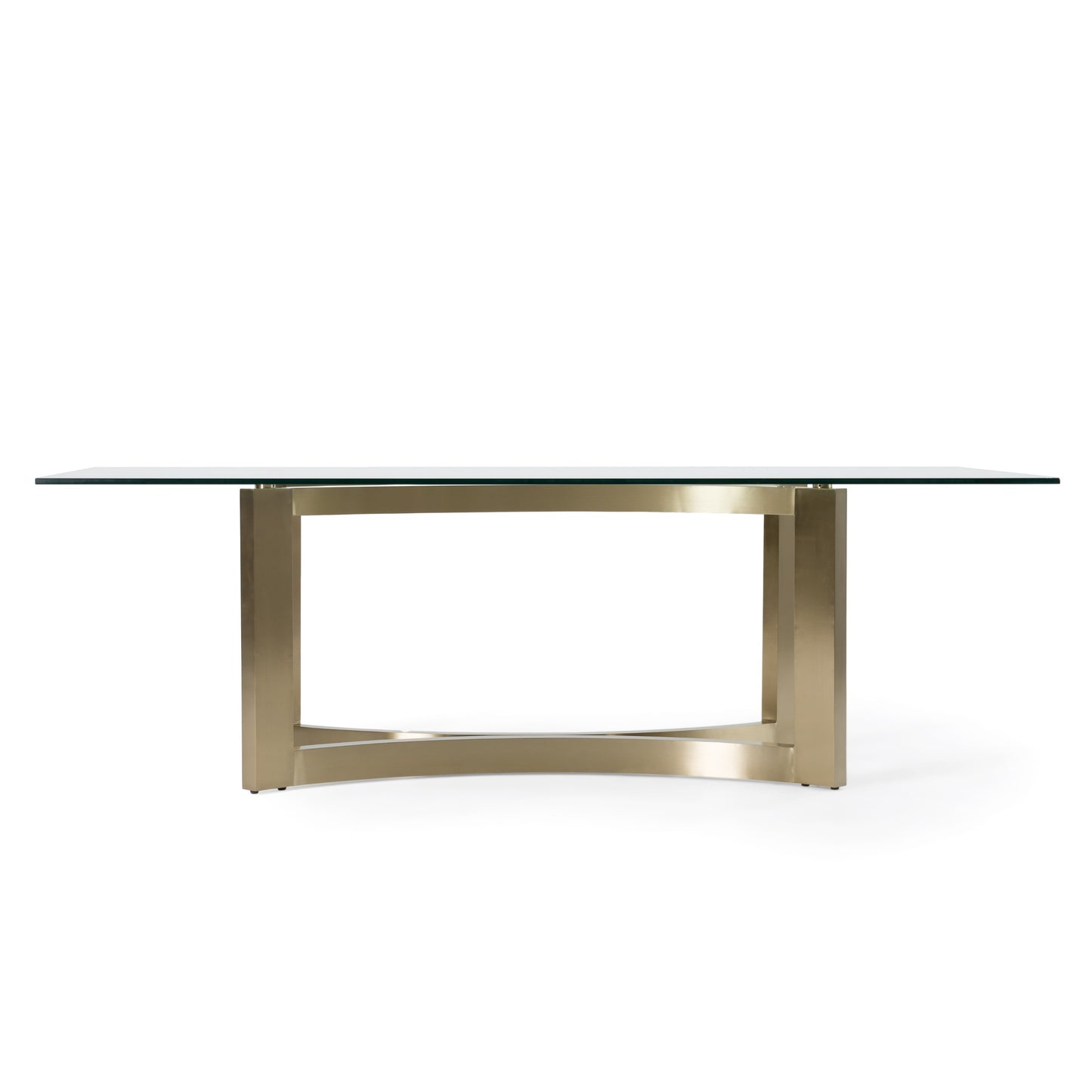 Modrest Mingus Modern Glass Brushed Brass Rectangualr Dining Table